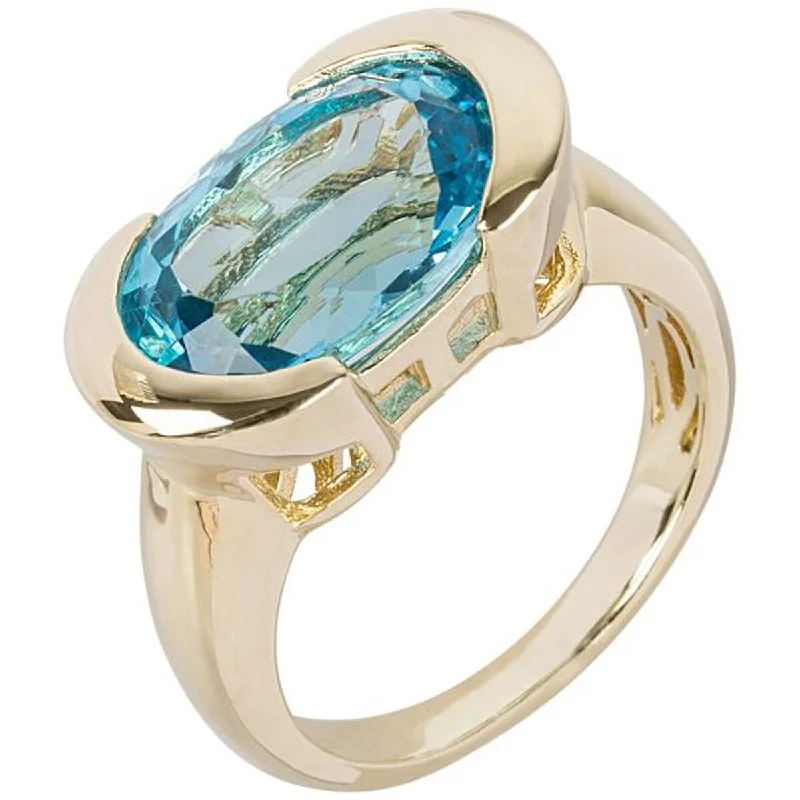 Women’s black diamond rings-Yellow Gold Over Sterling Silver Swiss Blue Topaz Ring