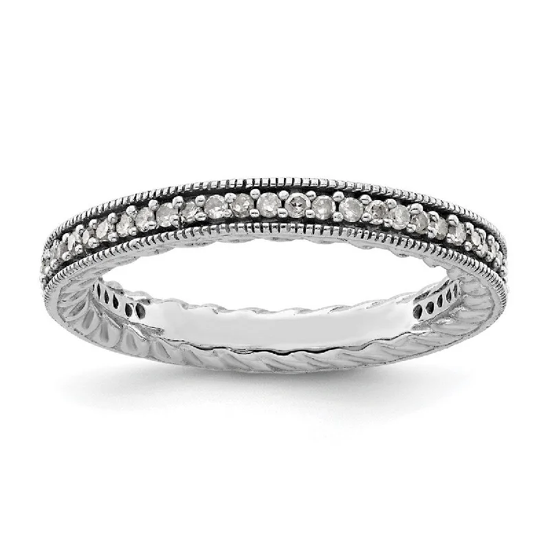 Women’s diamond wedding sets-Curata 2.5mm 925 Sterling Silver Prong set Stackable Expressions Polished Diamond Ring