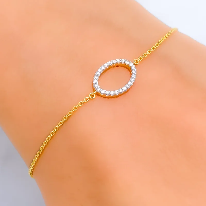 Women’s luxury diamond bangles-Ornate Oval-Shaped Diamond + 18k Gold Bracelet