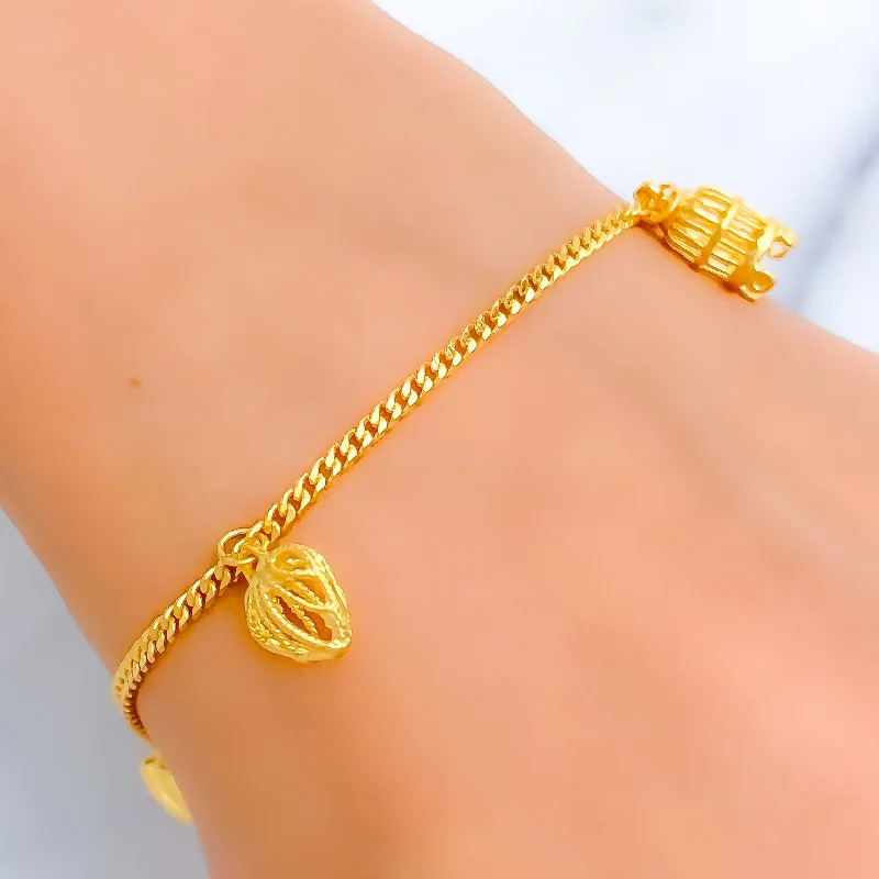 Women’s infinity bracelets-Exclusive Wired Charm 22k Gold Bracelet