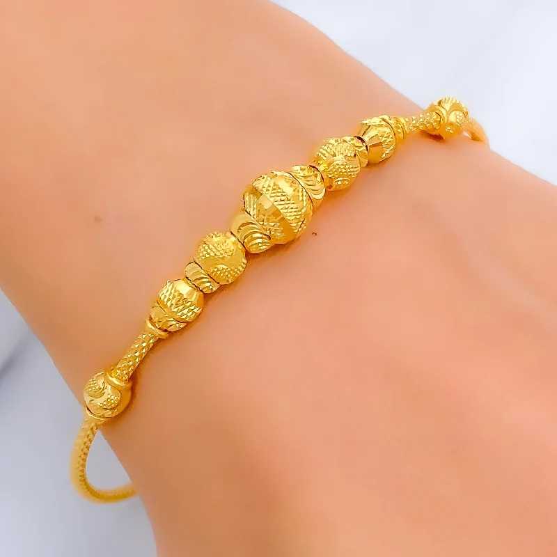 Women’s heart bracelets-Luminous Signature 22k Gold Bangle Bracelet