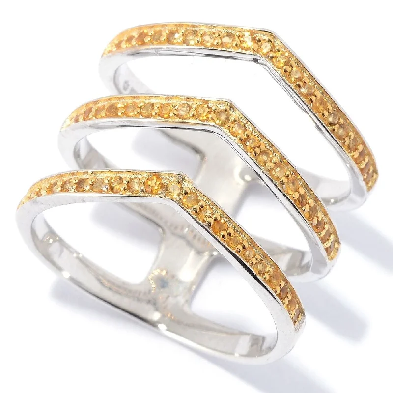 Women’s radiant diamond rings-Rhodium Over Sterling Silver 0.3Ctw Citrine Chevron Ring