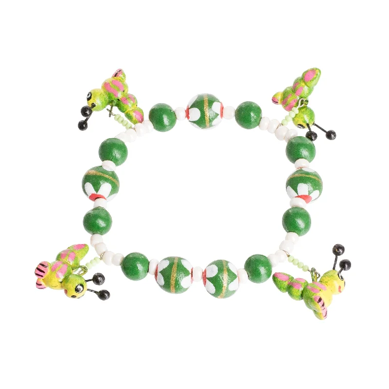 Women’s solid gold bracelets-Novica Handmade Merry Caterpillars Ceramic Beaded Stretch Bracelet