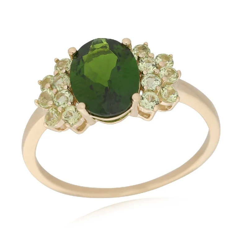 Women’s statement rings-14Kt Yellow Gold Peridot and Chrome Diopside Ring