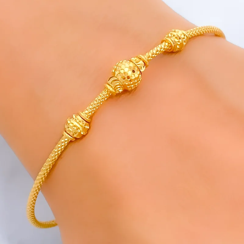 Women’s engraved bracelets-Graceful Dressy 22k Gold Bangle Bracelet