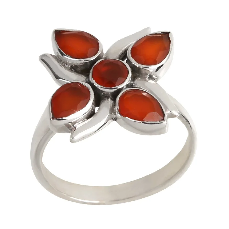 Women’s thin bands rings-925 Sterling Silver Red Chalcedony Ring