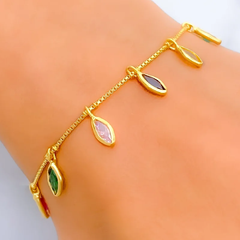 Women’s stackable bracelets-Bright Stylish 22k Gold CZ Bracelet