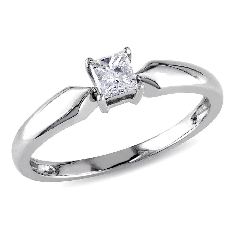 Women’s unique rings-Miadora 10k White Gold 1/4ct TDW Princess-cut Diamond Solitaire Ring