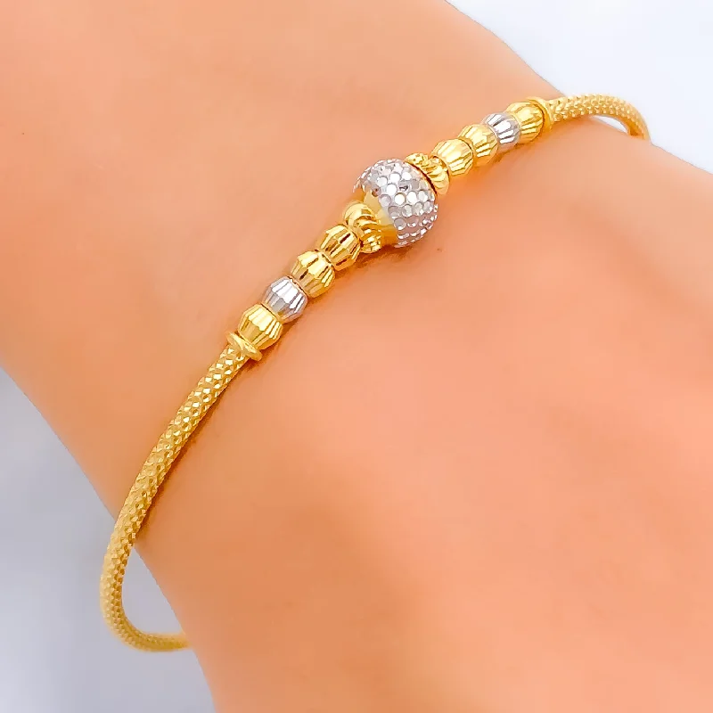 Women’s luxury bracelets-Fancy Two-Tone 22k Gold Bangle Bracelet