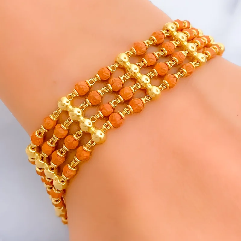 Women’s chunky bangles-Regal Upscale 22k Gold Rudraksh Bracelet