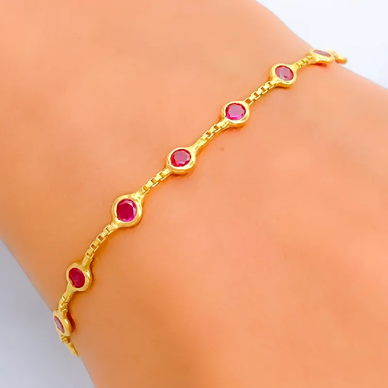 Women’s pearl bracelets-Minimalist Chic 22k Gold CZ Bracelet