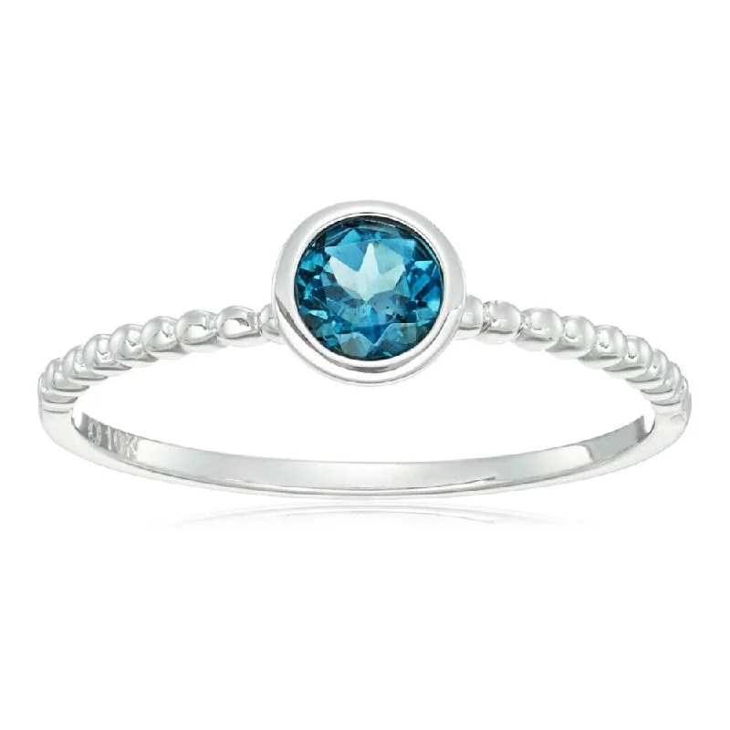 Women’s wedding band rings-10k White Gold London Blue Topaz Ring