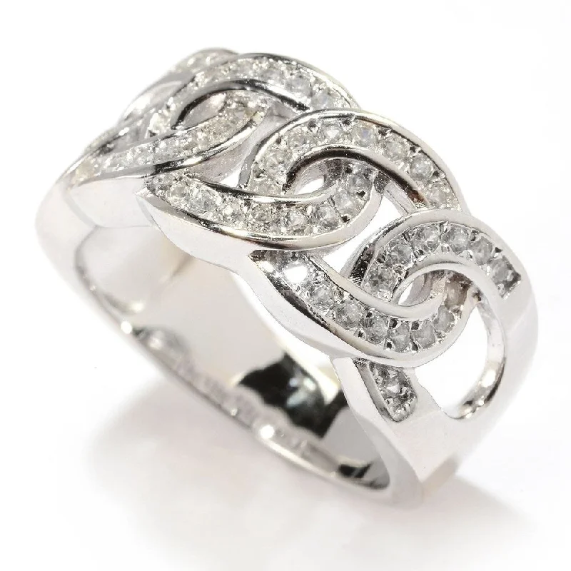 Women’s eternity rings-Sterling Silver White Zircon Circle Link Band Ring