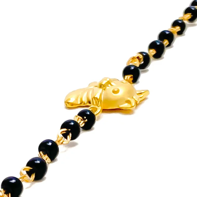 Women’s fancy bracelets-Fashionable Ornate 22k Gold Black Bead Baby Bracelet