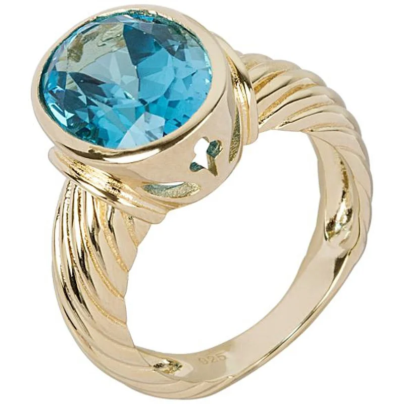 Women’s emerald rings-925 Sterling Silver Swiss Blue Topaz Ring