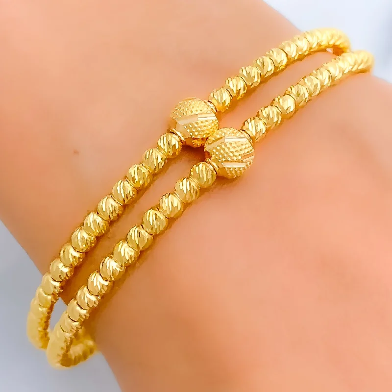 Women’s luxury bracelets-Gold Beadwork 22k Gold Bangle Bracelet