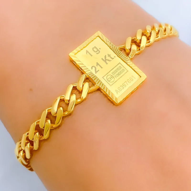 Women’s charm bracelets-Modern 21k Gold Coin Bracelet