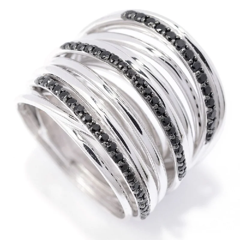 Women’s silver gemstone rings-925 Sterling Silver Black Spinel Ring