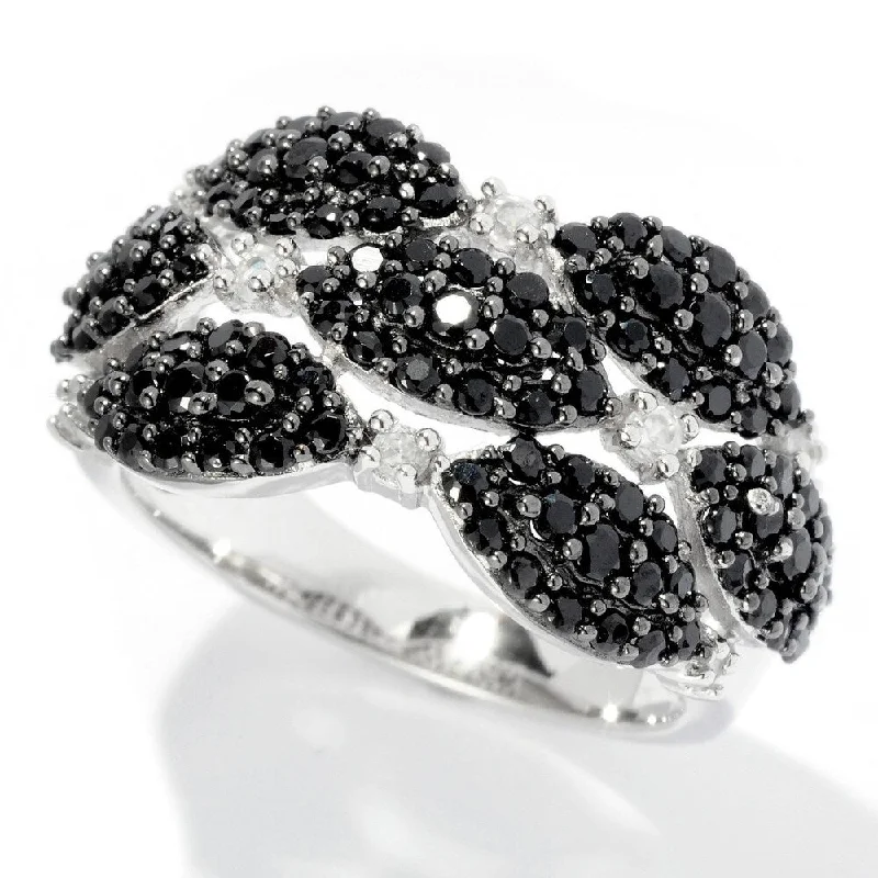 Women’s luxury rings-925 Sterling Silver Black Spinel and White Topaz Ring