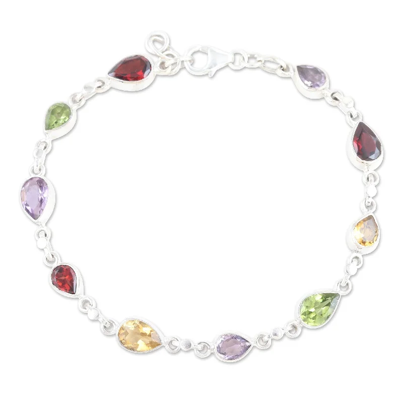 Women’s tennis bangles-Novica Handmade Intense Symphony Multi-Gemstone Link Bracelet