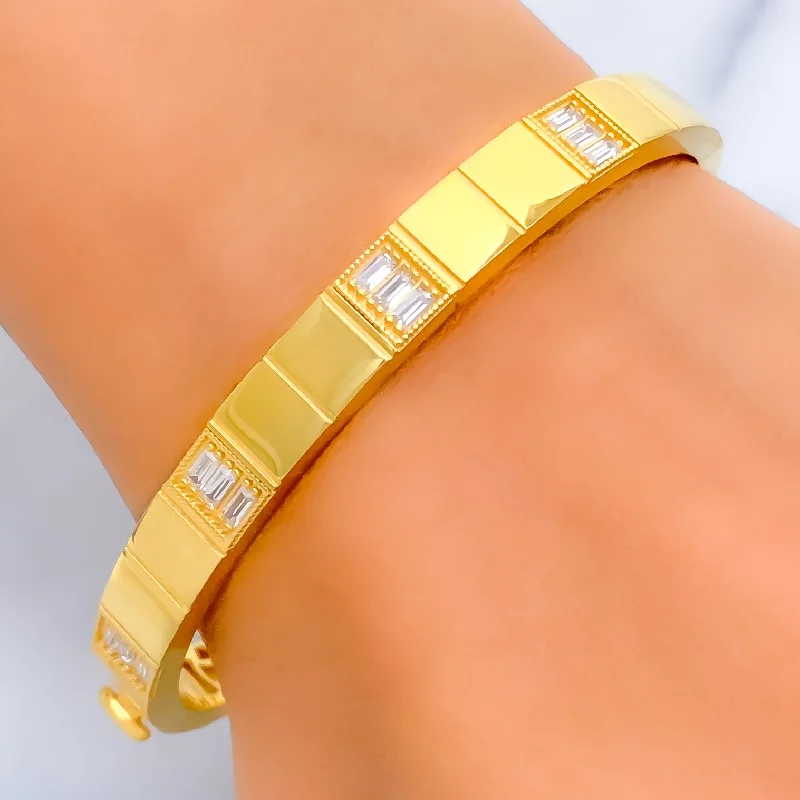 Women’s thin bracelets-Dazzling Tasteful 21k Gold CZ Bangle Bracelet