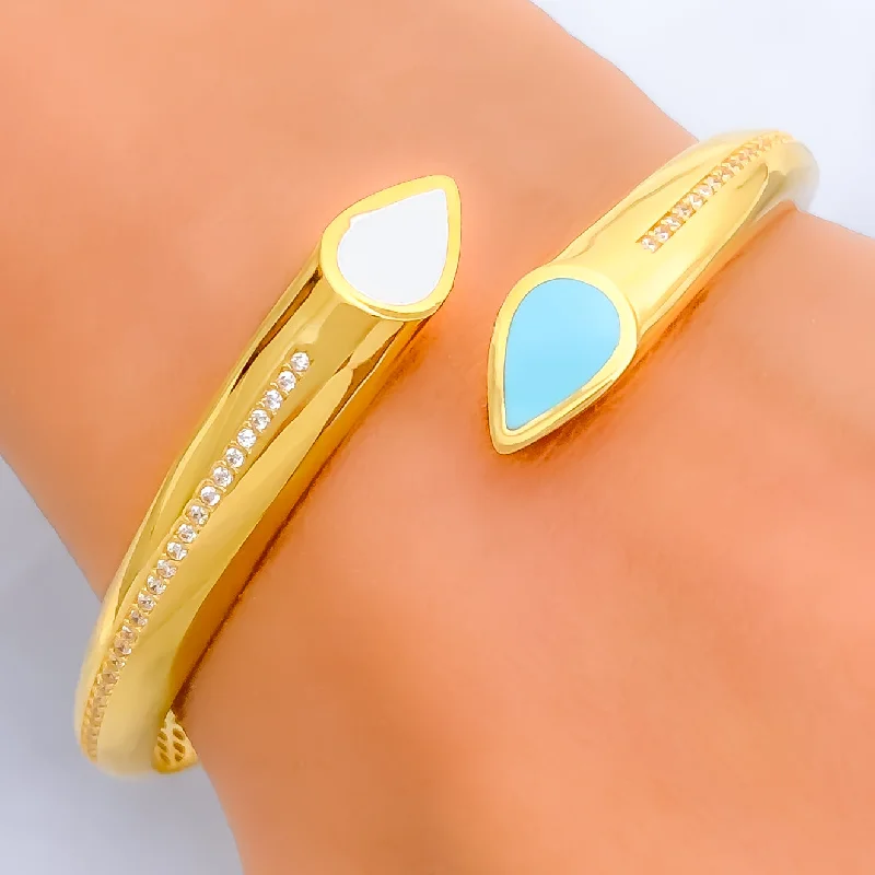 Women’s trendy bracelets-Stylish Dapper 21k Gold CZ Bangle Bracelet