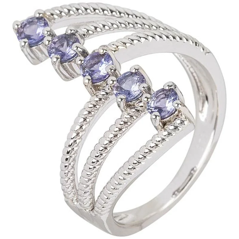 Women’s platinum rings-925 Sterling Silver Tanzanite Ring