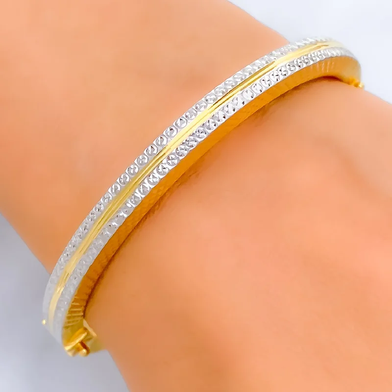 Women’s gemstone studded bracelets-Bold Graceful 22k Gold Bangle Bracelet