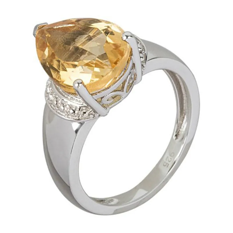 Women’s moissanite rings-925 Sterling Silver Citrine Ring