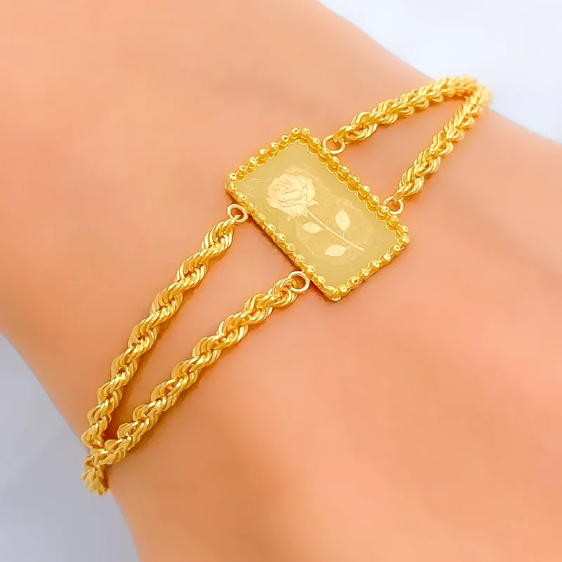 Women’s luxury bracelets-Dazzling Flower 21k Gold Bracelet