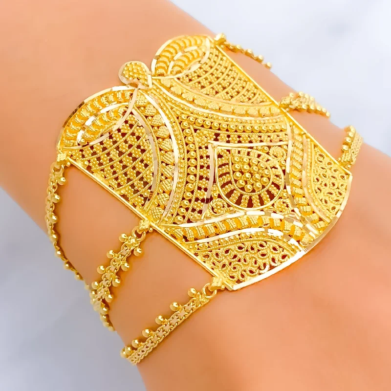 Women’s colorful bangles-Distinctive Priceless 22k Gold Statement Bracelet