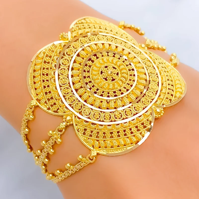 Women’s crystal bangles-Gorgeous Dressy 22k Gold Statement Bracelet