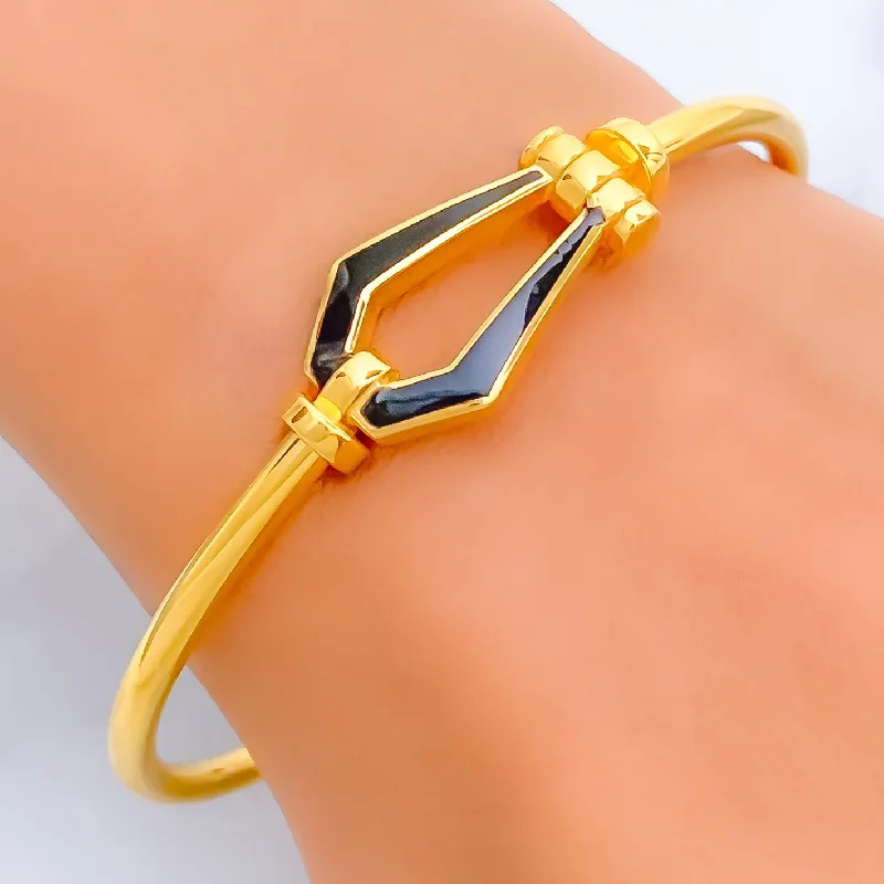 Women’s floral bracelets-Colorful Stately 21k Gold Bangle Bracelet