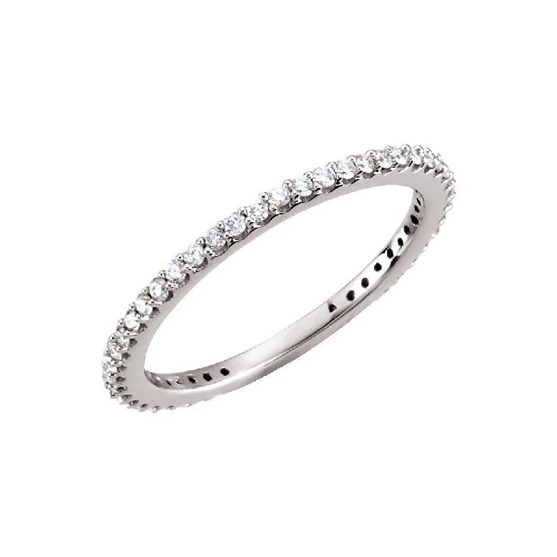 Women’s diamond wedding sets-Curata 14k White Gold Polished 0.33 Carat Diamond Stackable Ring