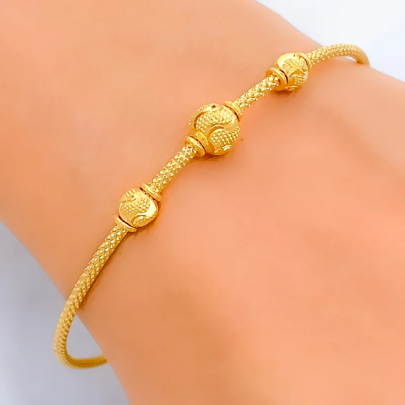 Women’s gemstone bracelets-Opulent Modern 22k Gold Bangle Bracelet