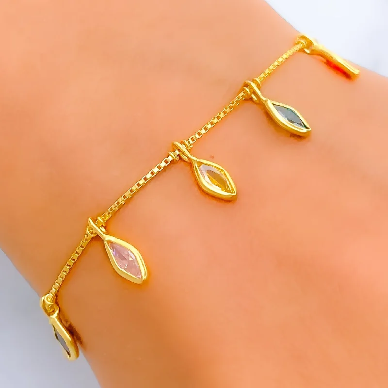 Women’s friendship bracelets-Chic Timeless 22k Gold CZ Bracelet