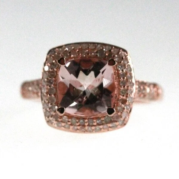 Women’s classic diamond rings-14KT Gold Morganite and Diamond Ring