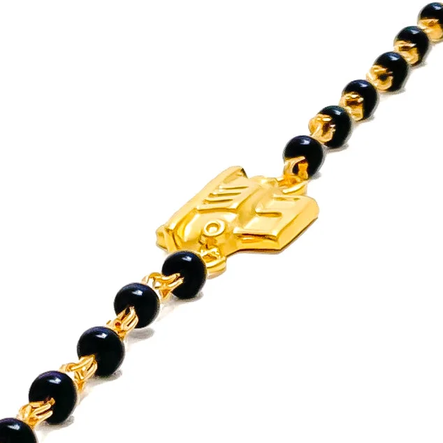 Women’s custom bracelets-Stylish Dainty 22k Gold Black Bead Baby Bracelet