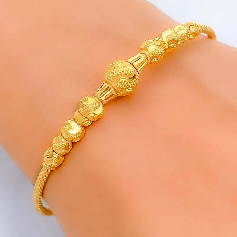 Women’s personalized bracelets-Charming Orb 22k Gold Bangle Bracelet