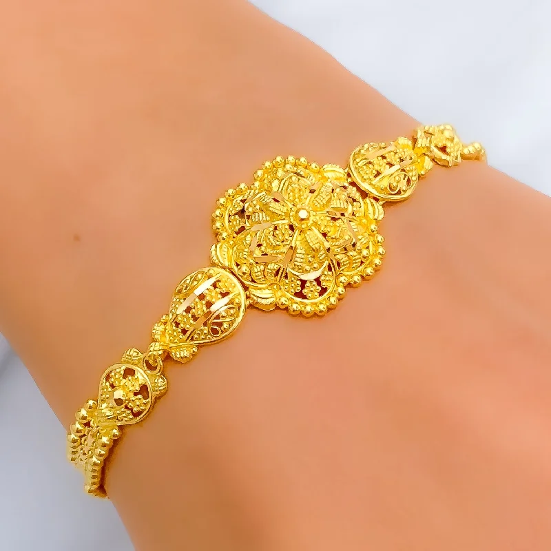 Women’s charm bangles-Fancy Glowing 22k Gold Bracelet