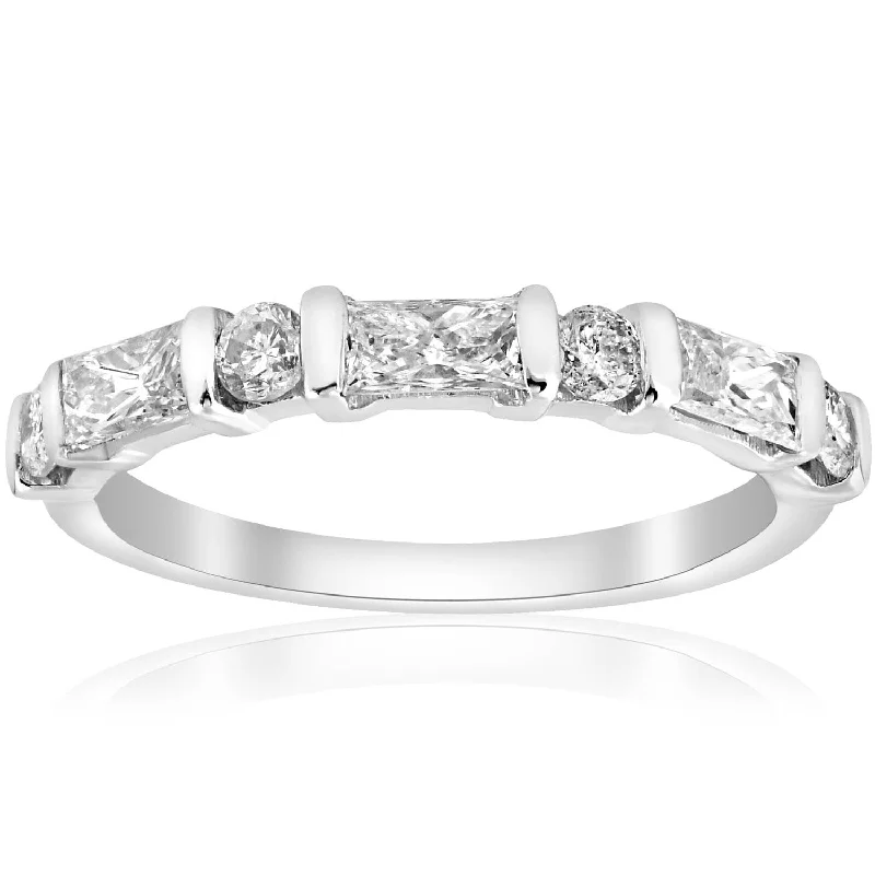 Women’s name rings-White Gold 1/2ct Round & Baguette VS Diamond Ring