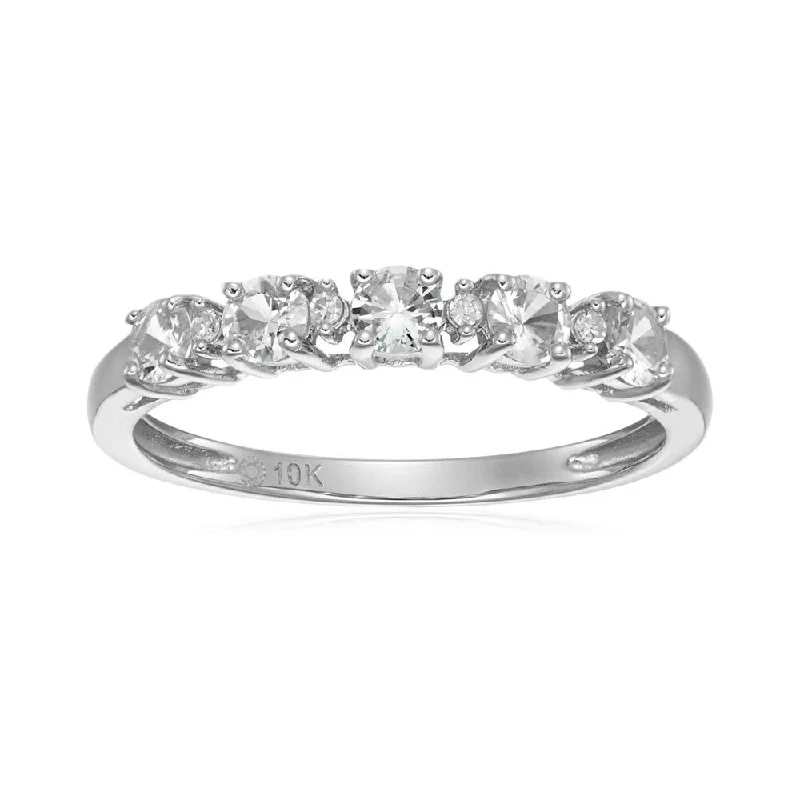 Women’s custom wedding rings-10k White Gold White Sapphire & Diamond Ring