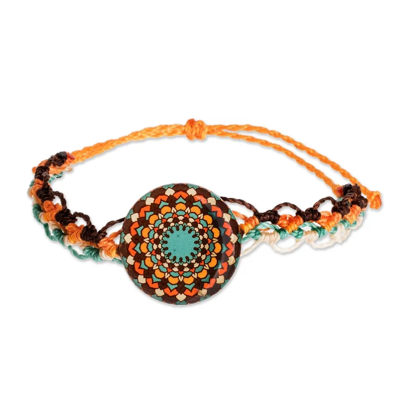 Women’s sapphire bracelets-Novica Handmade Harmonious Mandala Macrame Wristband Bracelet