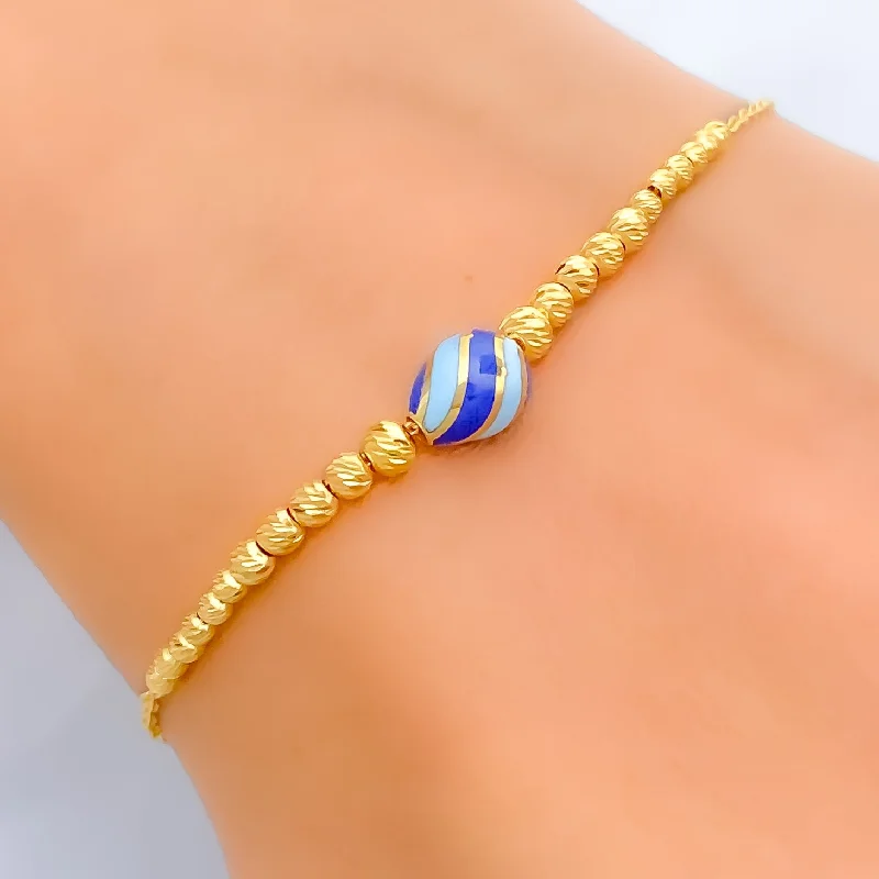 Women’s pearl bracelets-Gorgeous Blue 21k Gold Bracelet