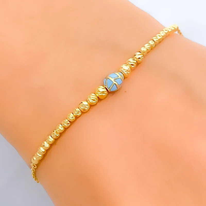 Women’s classic bangles-Dainty Colorful 21k Gold Bracelet