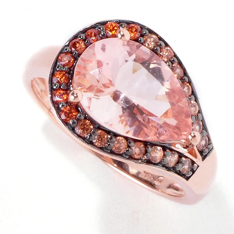 Women’s modern rings-14Kt Rose Gold Morganite and Brown Zircon Ring