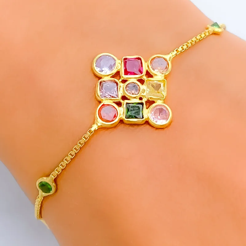 Women’s gemstone bracelets-Opulent Gleaming 22k Gold CZ Bracelet