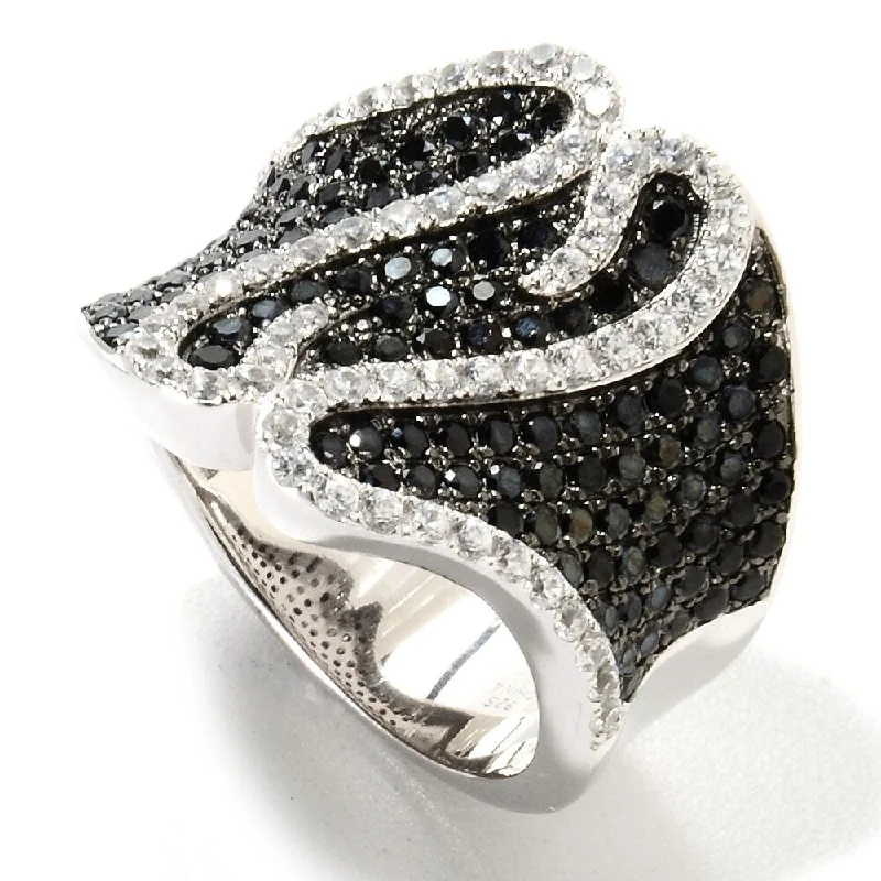 Women’s wedding sets with rings-Sterling Silver 2.99Ctw Black Spinel Ring