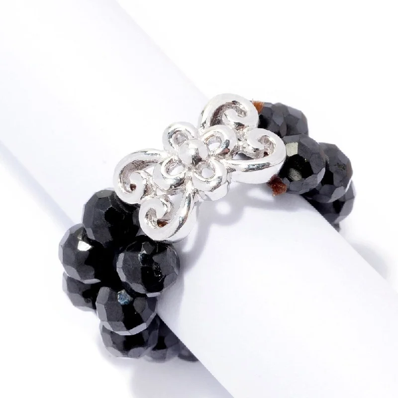 Women’s diamond wedding rings-925 Sterling Silver Black Spinel Ring