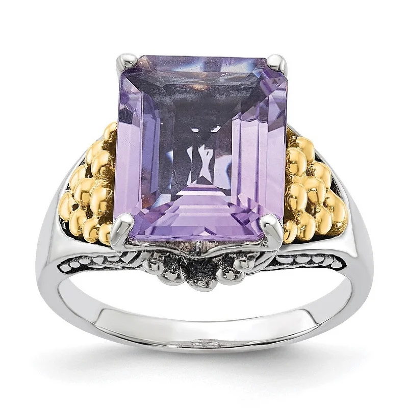 Women’s gemstone rings-Curata 925 Sterling Silver With 14k 4.00Pink Amethyst Ring